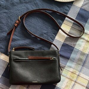 Fossil Black and Brown Crossbody Bag